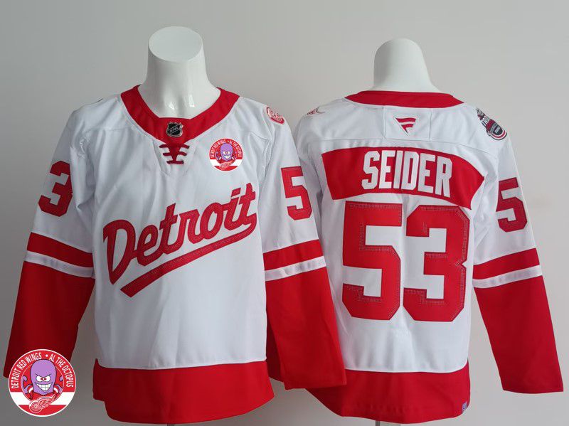 Men Detroit Red Wings #53 Seider White 2025 Fanatics Home Premium NHL Jersey style 1->detroit red wings->NHL Jersey